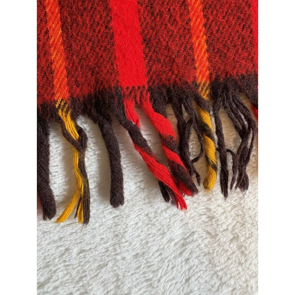 Vintage Faribo Acrylic Blanket Plaid Red Black Yellow 54